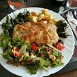 Cachopo de cecina, queso de cabra y cebolla caramelizada