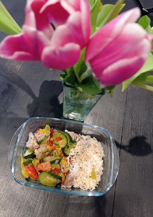 Une photo de Filet mignon de porc aux courgettes et poivrons