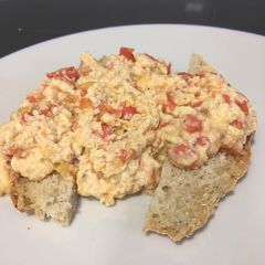A picture of Cheese, egg and tomato.