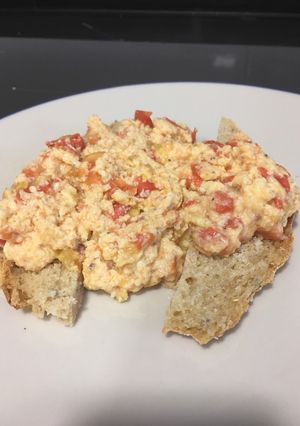 A picture of Cheese, egg and tomato.