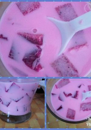 Foto resep Es jelly susu buah naga