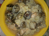 Arroz con salmón y marisco