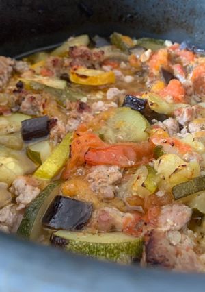 Une photo de Haché de porc et légumes d’été
