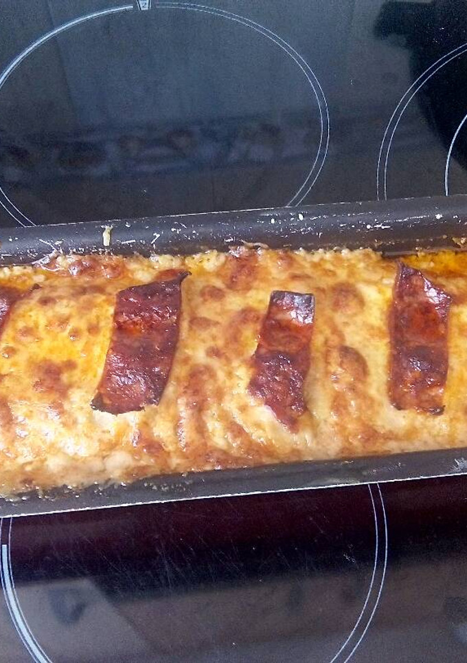 Una foto de Canelones de pollo y Bechamel de soja