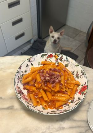 A picture of Skillet Penne Amatriciana Style.