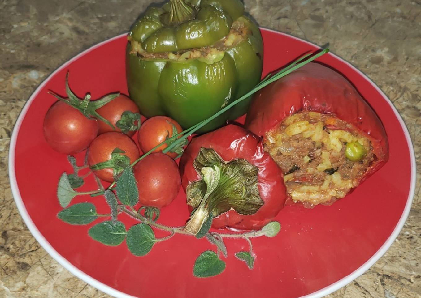 Pimientos rellenos con arroz