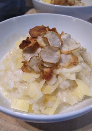 Une photo de Risotto à la tomate et topinambours