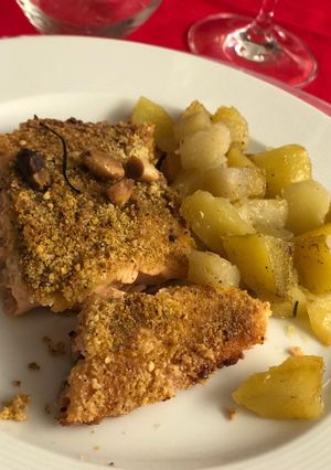 Foto di Trancio di salmone in crosta di mandorle e pistacchio