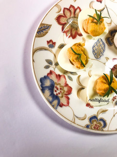 A picture of Deviled eggs.
