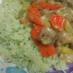 A picture of Green Rice and Pineapple Pork.