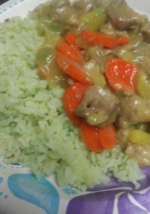 A picture of Green Rice and Pineapple Pork.