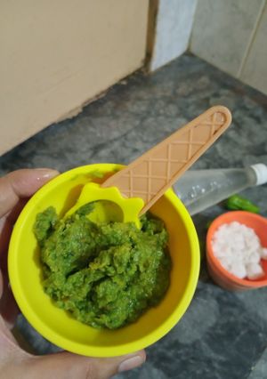 A picture of Hari mircho ki khatti chutney.