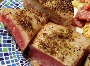 A picture of seared tuna steak