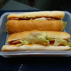 A picture of Chicken Salami Bread Roll Sandwich.