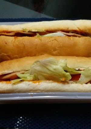 A picture of Chicken Salami Bread Roll Sandwich.