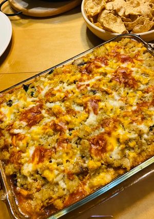 A picture of Cauliflower Chicken Enchilada Casserole.