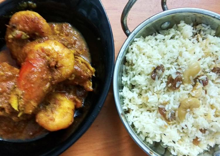 Healthy Recipe of Chingri Macher Malai Curry and doodh pulao