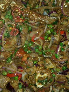 A picture of Succulent Lamb in Mushroom and Chillies.