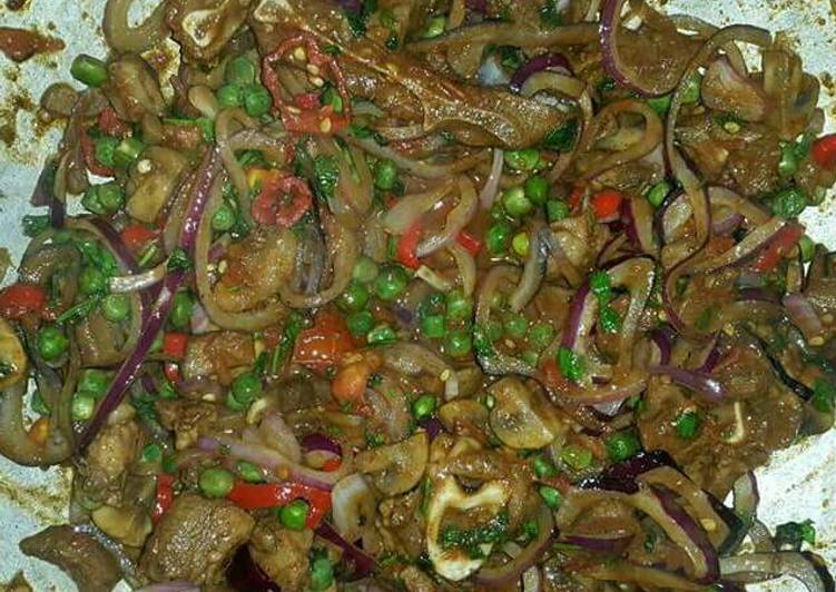 Recipe of Perfect Succulent Lamb in Mushroom and Chillies