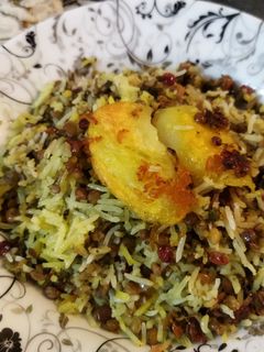 عکسی از دستور عدس پلو با سبزی