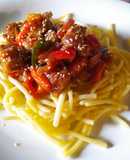 Édes-savanyú sertés spagettivel