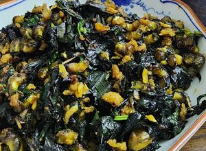 Hình của món Ốc xào lá lốt tía tô.