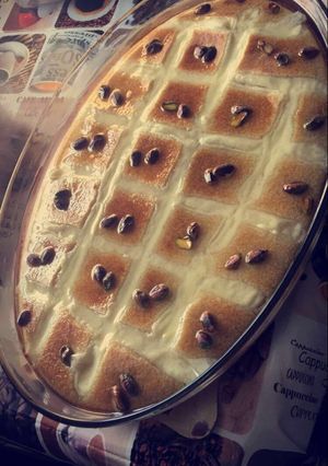صورة لوصفة بسبوسه محشيه بالقشطه❤️❤️❤️