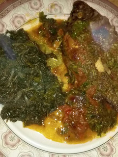 A picture of Ugali, fish & coconut milk mchicha@cocomchicha😮.