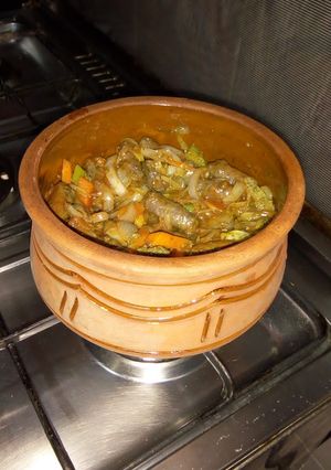صورة لوصفة طاجن (برام) بطاطس بالسجق