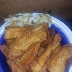 A picture of Friedbread with egg.
