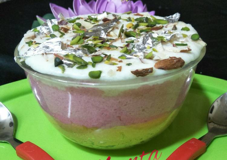 Easiest Way to Make Perfect Tripe layered custard rice pudding with twist of chocolate