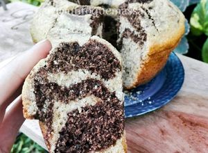 Una foto de Budín marmolado  de  vainilla y chocolate