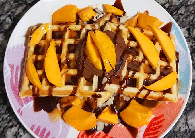 Simple Way to Make Quick Mango choco waffles