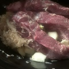 A picture of New Years Lucky Pork and Sauerkraut.