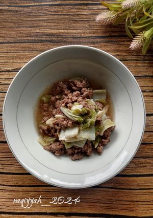 Foto resep 1020. Tumis sawi putih daging sapi giling