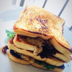 A picture of #SandwishContest. #LagosState Toasted Shredded Beef Sandwish.