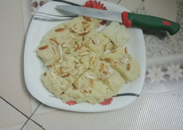 Recipe of Homemade Burfi (Coconut fudge)