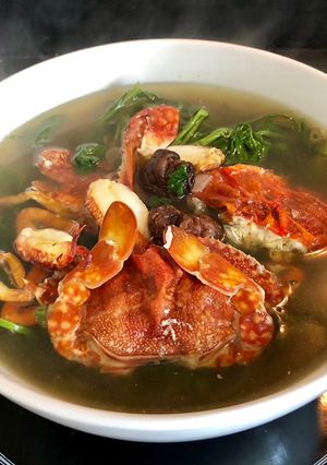 Hình của món Canh ghẹ rau muống.