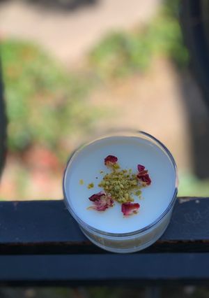 A picture of Muhlabia (milk pudding) مهلبية.