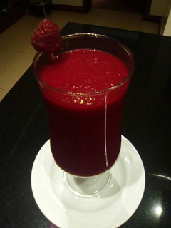 A picture of Cranberries and Raspberries juice.