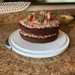 A picture of Chocolate filling with strawberries.