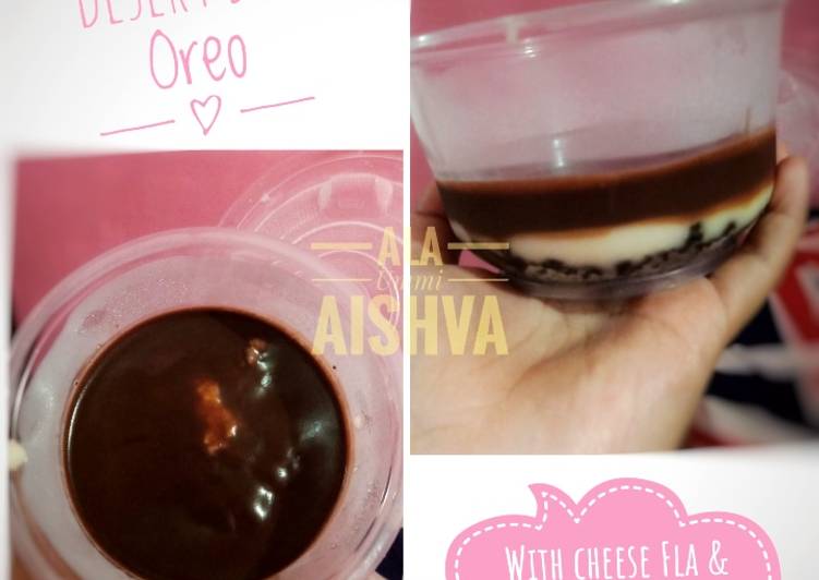 Cara menyiapkan Desert Box 3 Lapis (Oreo, Cheese Fla &amp; Chocolate Sauce)  Sederhana