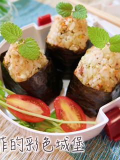 黑胡椒鮭魚飯糰 的食譜成品照片