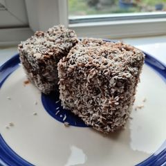 Lamington cake from Down Under 🇦🇺 🦘 A picture of Lamington cake from Down Under 🇦🇺 🦘.