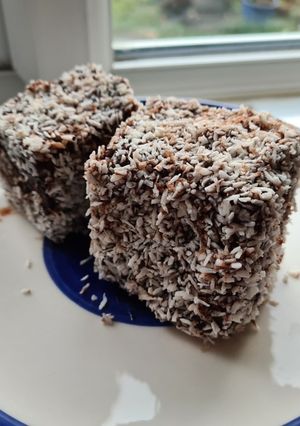 A picture of Lamington cake from Down Under 🇦🇺 🦘.