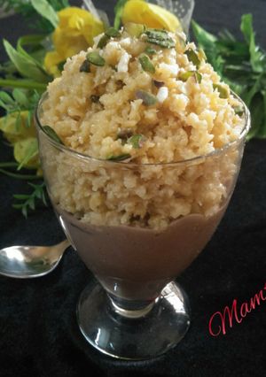 A picture of Paalkova-milk sweet with chocolate pudding.