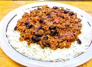 A picture of Beefed up Chilli Con Carne, with fresh chillies.