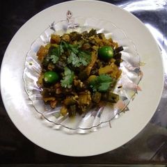Ladies finger Potatoes stir fry A picture of Ladies finger Potatoes stir fry.