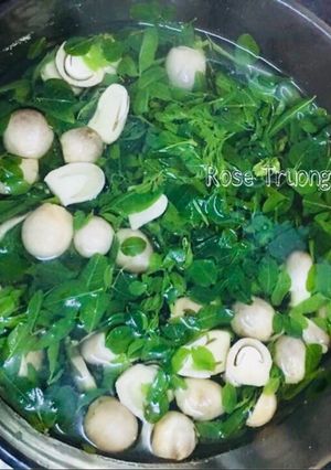 Hình của món Canh Rau Chùm Ngây Nấu Nấm Rơm.