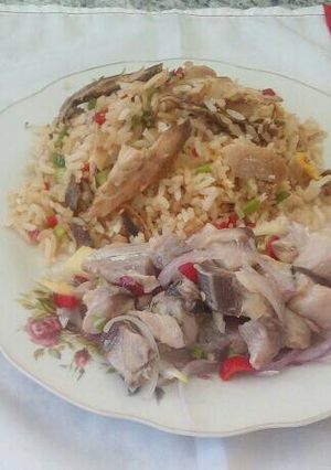 Una foto de Mixto de arroz chaufa con ceviche